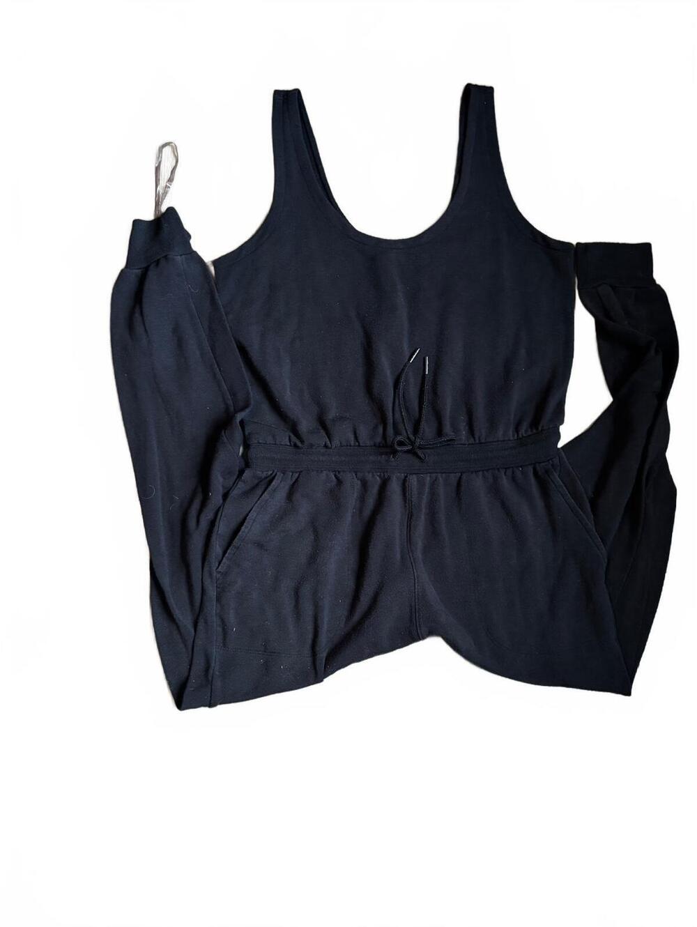 Athleta Black Sleeveless Jumpsuit with Drawstring Waist, Size M